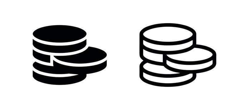 Money coins stack icon set