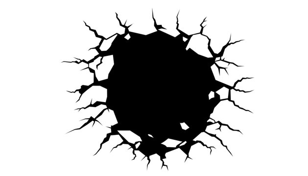 Hole broken ground for crack wall ice and vector break concrete. Crash egg glass for effect icon hit and destruction texture earthquake. Hole damage isolated for crack brush destroy and wall.

