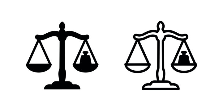 Weighted justice scales icon set