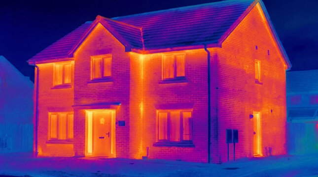 Thermal suburban house exterior