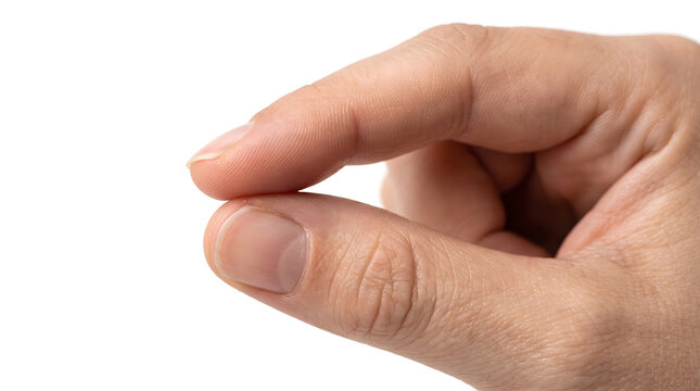Human hand making a pinching gesture to indicate small size