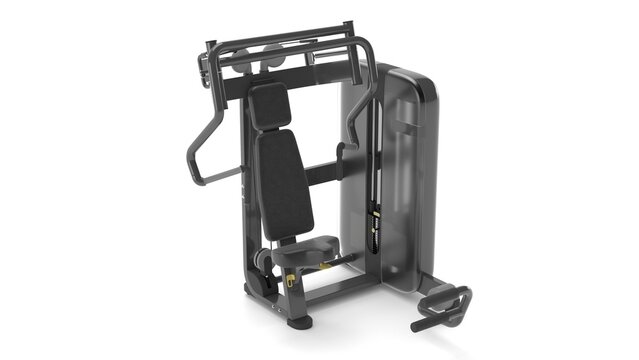 Modern chest fly strength training machine isolated on white background, 3D render in perspective view
