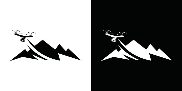 modern simple mountain and drone logo vector