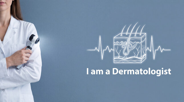 Dermatologist holding a dermatoscope. Skin care specialist examining patient health concept.