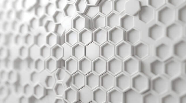 Abstract white 3d hexagonal honeycomb pattern with depth