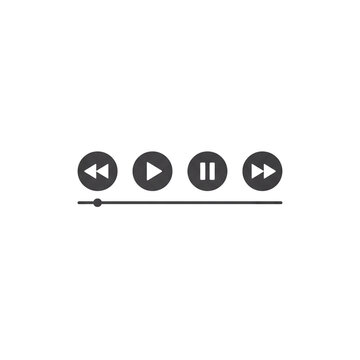 Media player control buttons rewind play pause forward transparent PNG icons