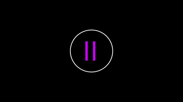 Play and pause button click animation with mouse cursor screen. cursor arrow click media player video