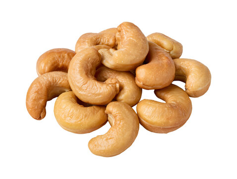 Roasted cashew nuts isolated on transparent or white background, png