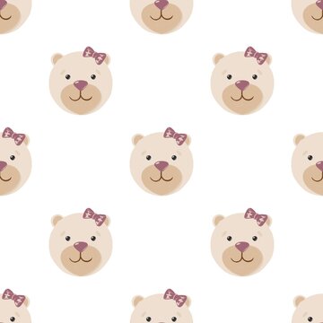seamless pattern with cute girly teddy bears with bows 