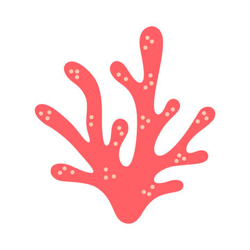 Red coral isolated icon. Part of coral reef illustration. Underwater, ocean or sea life design. Vector illustration on white background.