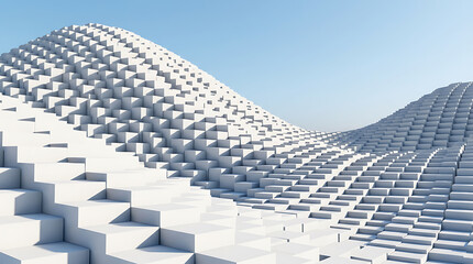 Fototapeta premium Abstract wave pattern made of many white 3d cubes