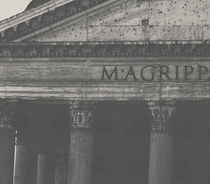 pantheon rome italy halfo tone vintage print