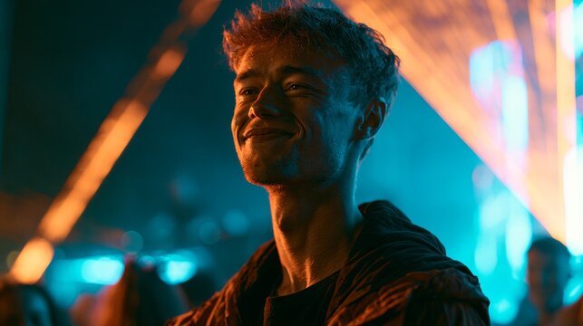 Portrait of a man dancing at a party.