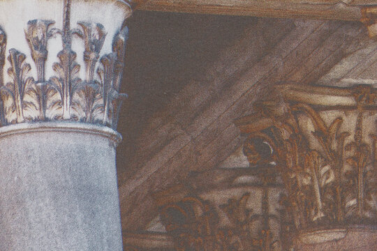 pantheon rome italy halfo tone vintage print