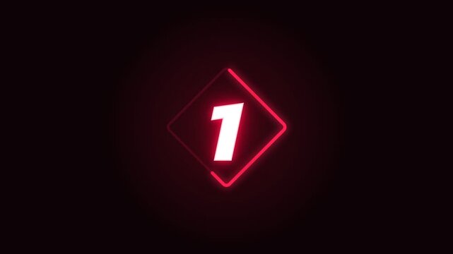 Red neon diamond countdown 3 to 1 with go text