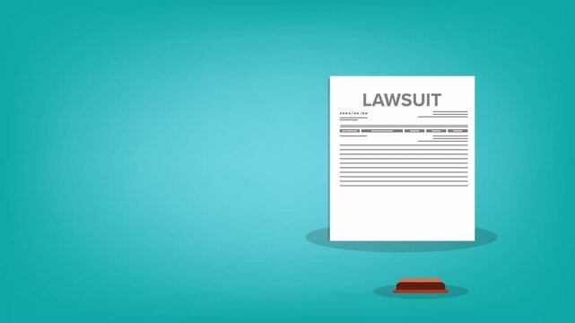 Court Litigation Paper and Wooden Gavel Legal Procedure Motion Graphic