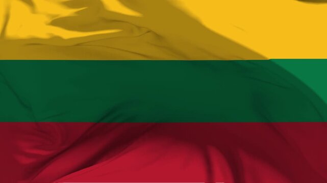 Lithuania Flag Waving in Slow Motion Loop Animation
