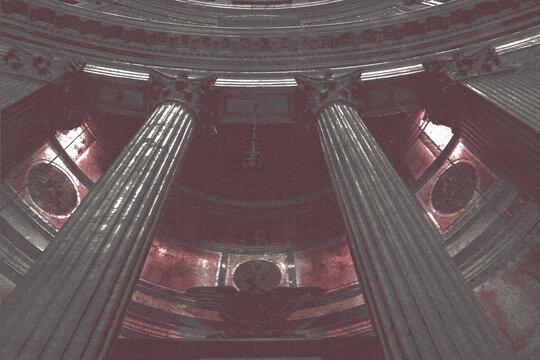 pantheon rome italy halfo tone vintage print