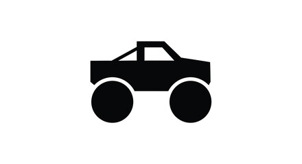 Monster truck silhouette against a white background a simple black graphic design © Komla02