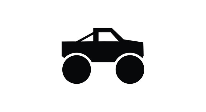 Monster truck silhouette against a white background a simple black graphic design