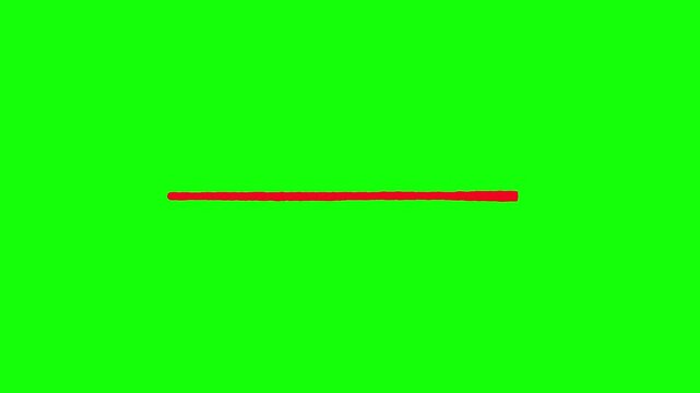 Red Marker Single Line Strikethrough Animation Green Screen 4K.