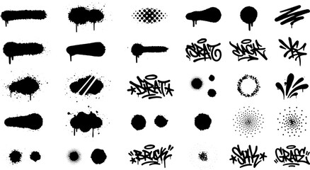 Street art graffiti spray paint drips and halftone dot textures vector set © MD. NADIMUZZAMAN 