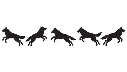 Fototapeta premium Black Silhouette Wolves Running in Motion Sequence Vector Illustration for Pack Design, Branding, or Nature Art