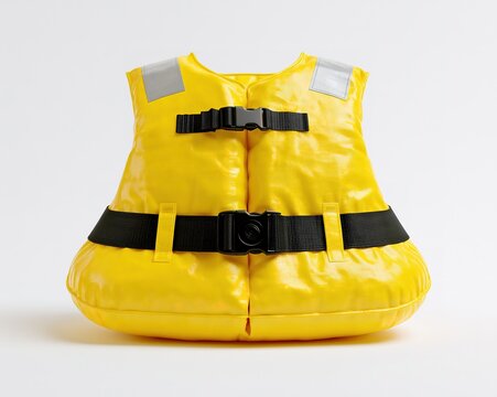 Yellow Life Jacket with Black Buckles and Reflective Straps