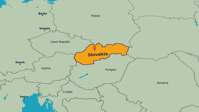 Slovakia Map Animation Locator Zoom 4K Motion Graphic
