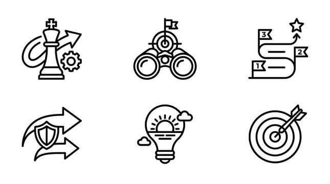 Business Strategy and Planning Line Icons Set