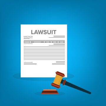 Justice System Concept with Court Gavel and Lawsuit Paper