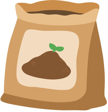 Paper bag of soil fertilizer with sprout icon vector illustration, gardening concept