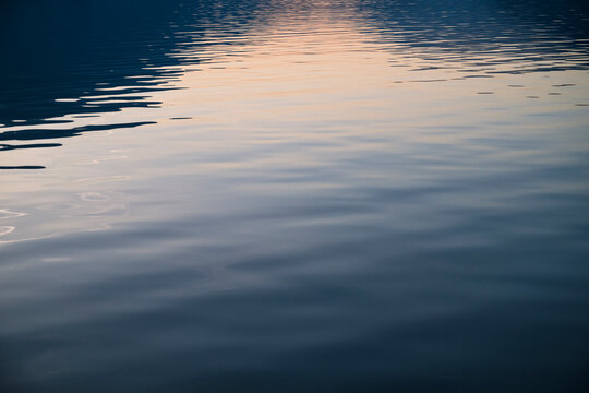 Sunset Reflection on Calm Water Surface