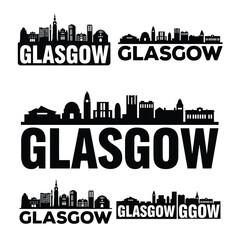 Obraz premium Glasgow Skyline Silhouette With Typography Black On White Background