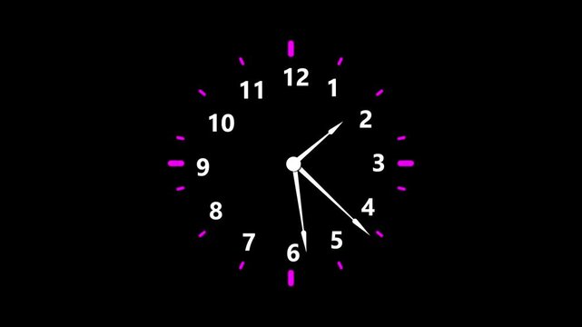 digital clock icon animation with black background. wall clock icon, tecnology.4k video.