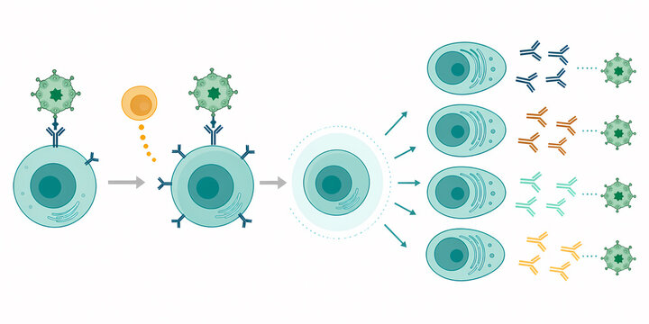B cell antibody class switching illustration