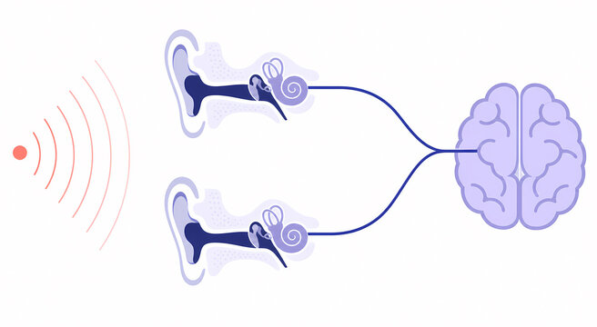 Binaural sound localization auditory illustration