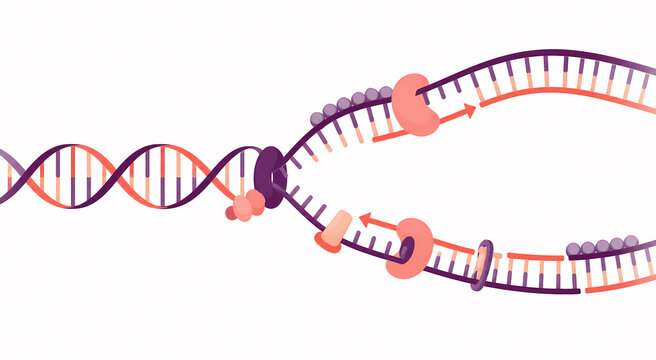 DNA replication fork enzyme coordination illustration