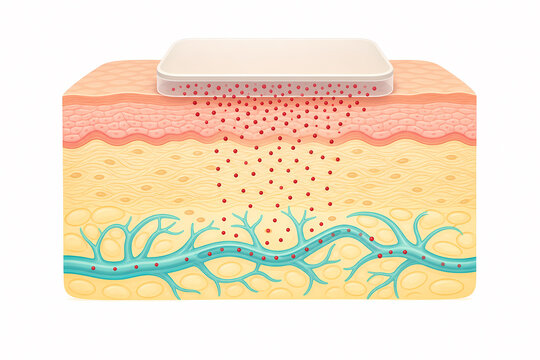 Transdermal patch skin absorption illustration