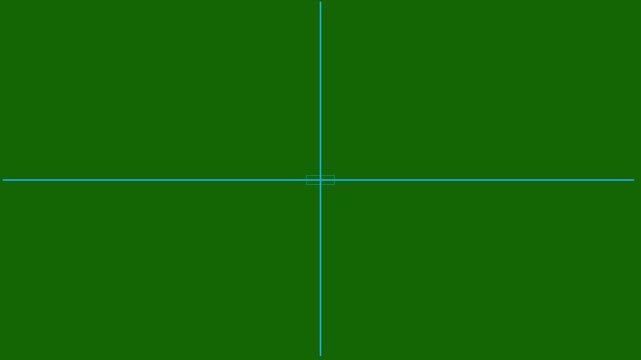 Minimalist digital hud interface crosshair targeting system on a green background
