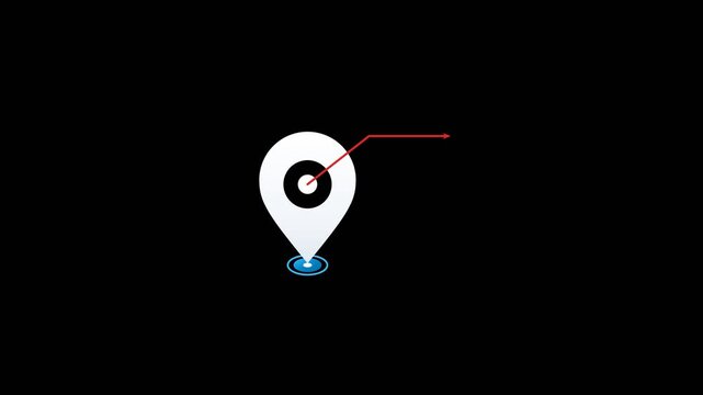 Animated map pin location marker icon with red callout line. 4K Video