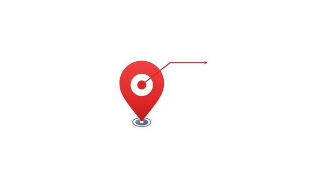 Red map pin icon animation with callout pointer on white background. 4K Video