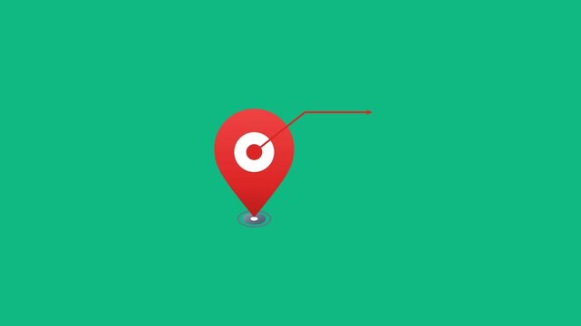 Red location marker animation with callout on green screen. 4K Video