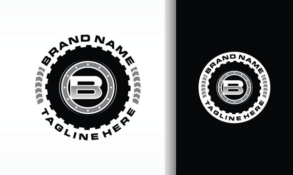 Tire and Letter B Logo with Circular Composition