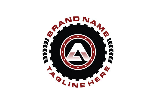 Letter A Tire Logo with Circular Emblem