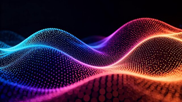 Colorful wave pattern of glowing dots