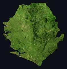 Sierra Leone Shaded Relief Map. Hillshaded physical terrain map illustration. Sierra Leone elevation, topography, and landforms. © Eugene Ga