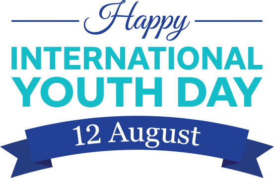 Happy international youth day 12 august typography design