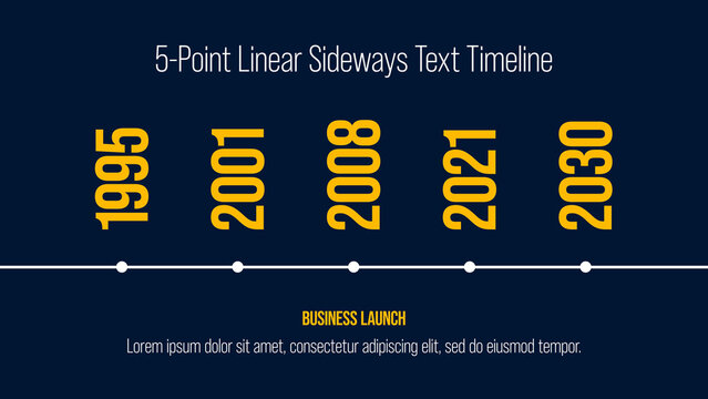 5-Point Linear Sideways Text Timeline