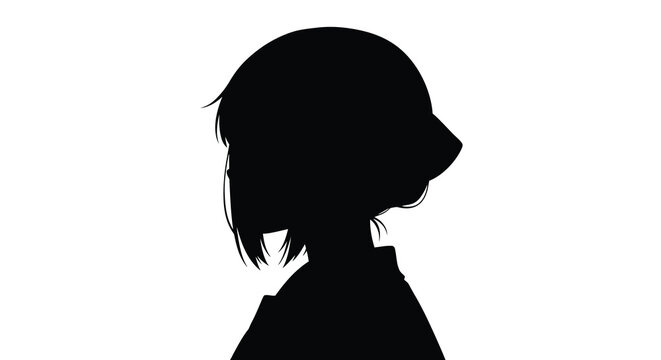 Silhouette of a person s head and shoulders against a white background